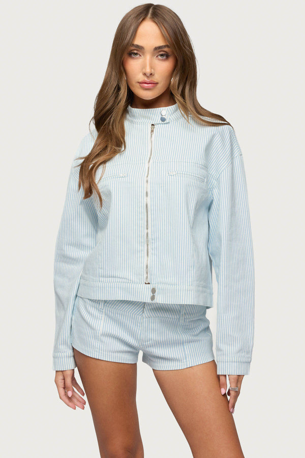 Myah Pinstripe Moto Jacket