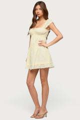 Eyelet Ruffle Babydoll Mini Dress