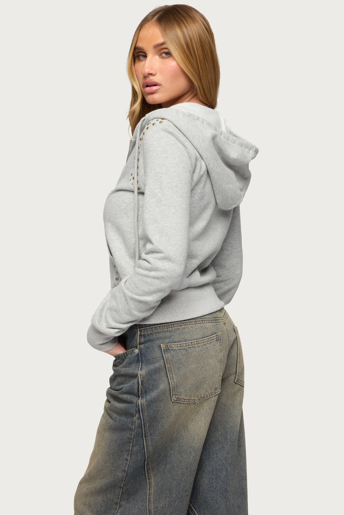 Patricia Studded Zip Up Hoodie