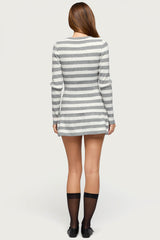 Caisyn Striped Ribbed Knit Mini Dress