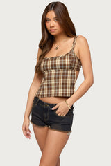 Sanya Backless Plaid Top