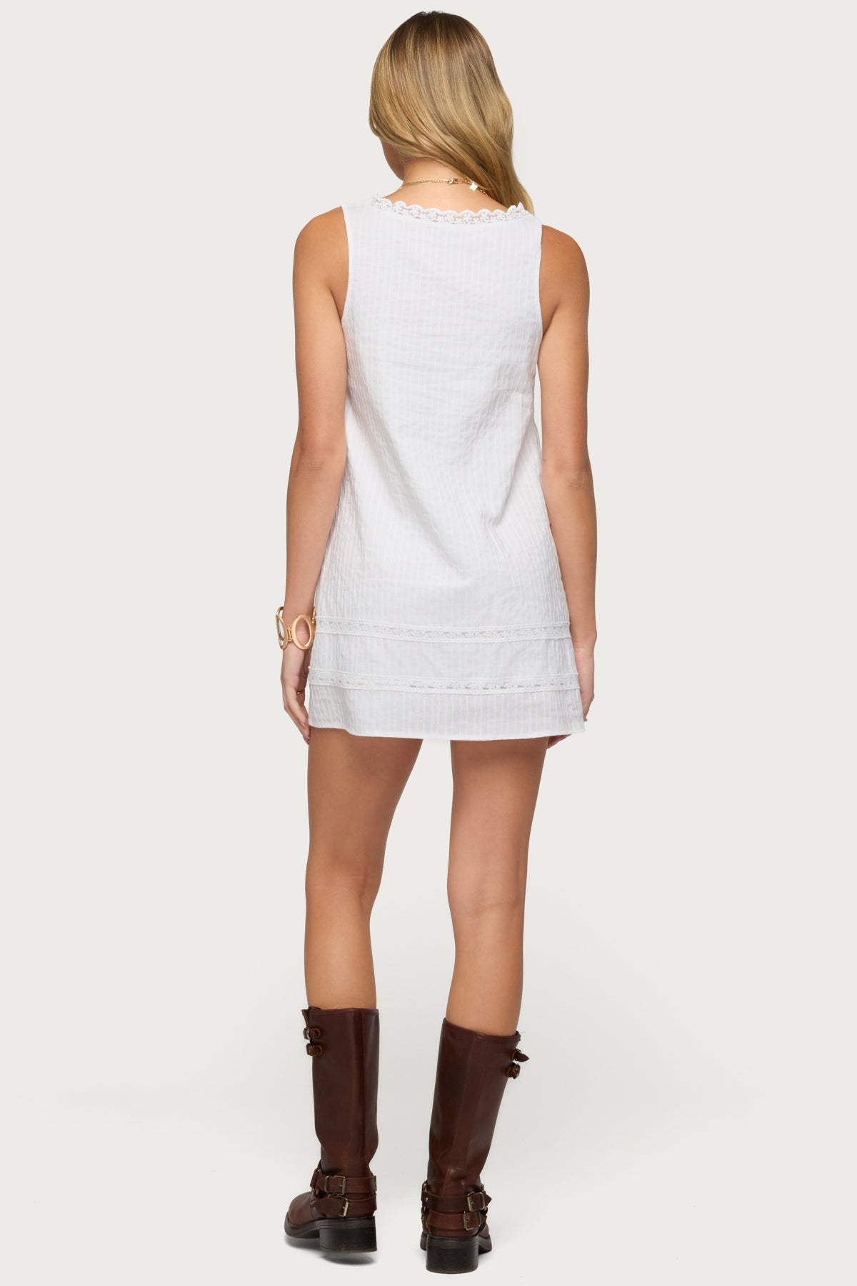 Doroh Lacey Striped Cotton Mini Dress