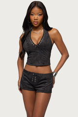Sloane Faux Suede Halter Top