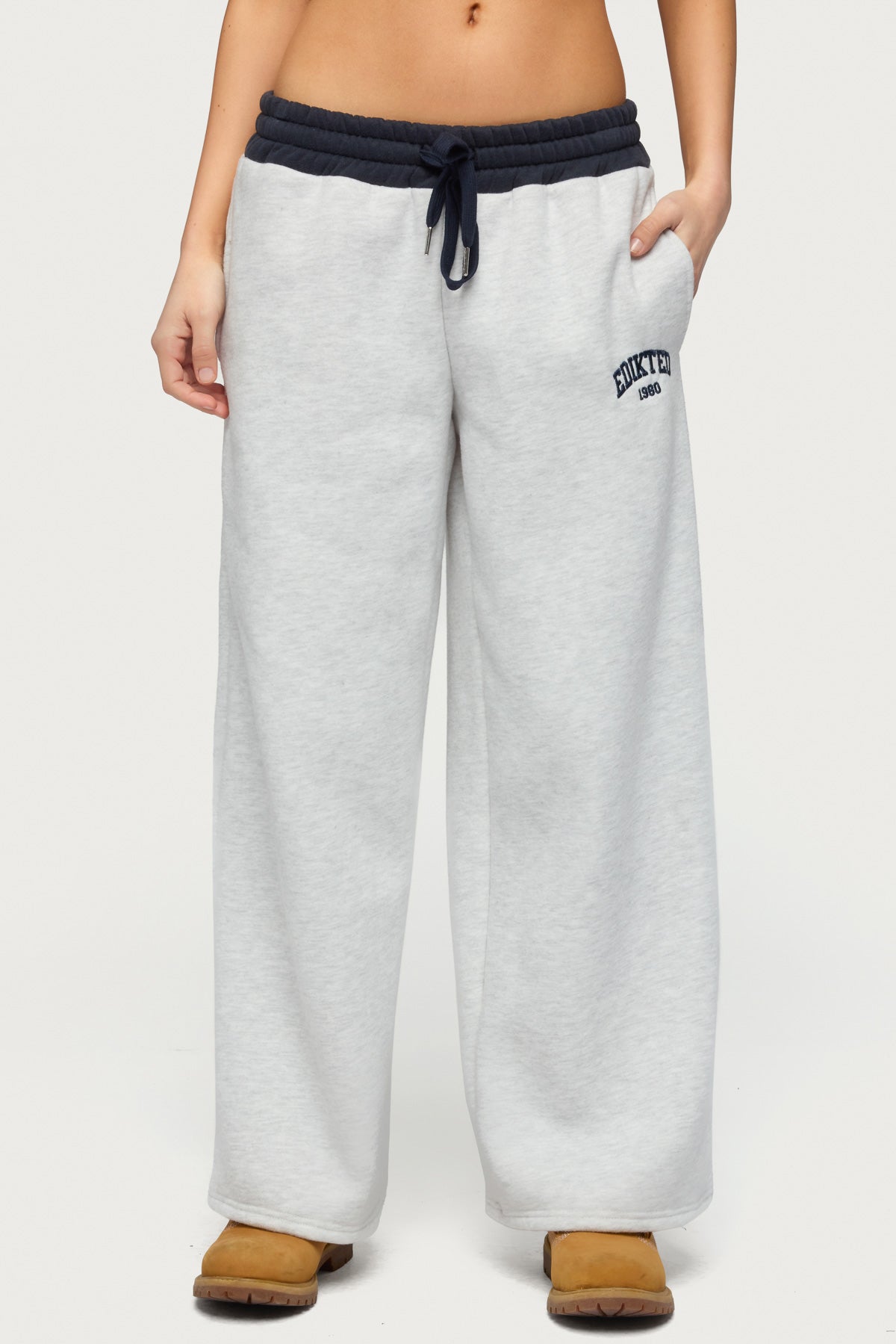 Petite Edikted Contrast Embroidered Joggers