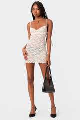 Melia Sheer Lace Mini Dress