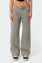 Magda Acid Wash Low Rise Baggy Jeans