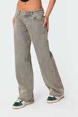 Magda Acid Wash Low Rise Baggy Jeans