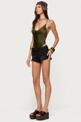 Elenie Fringed Cowl Neck Top