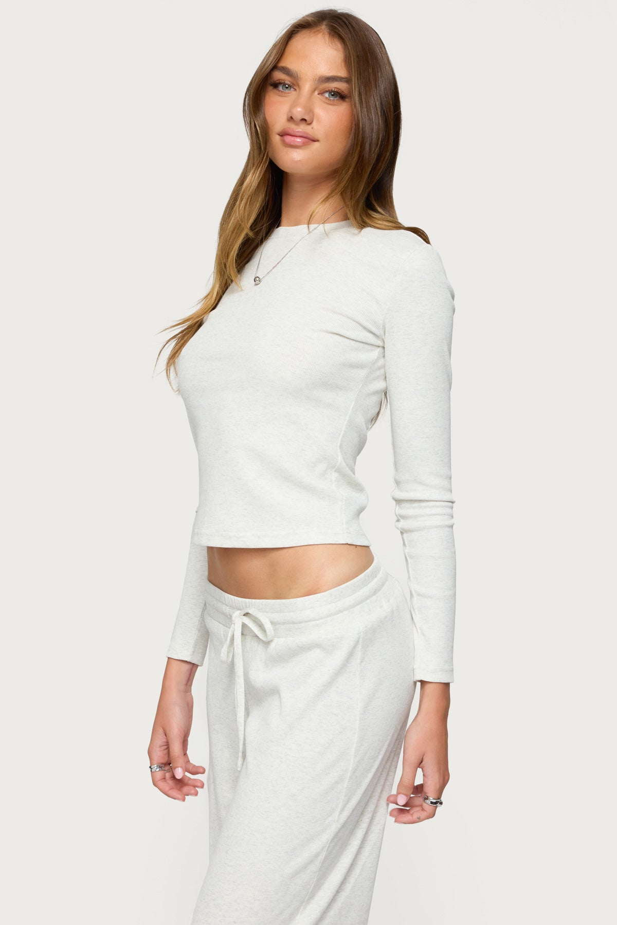 Cicilia Long Sleeve Ribbed T Shirt