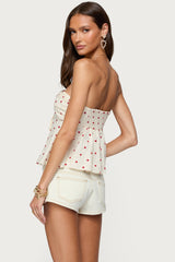 Izzey Polka Dot Strapless Babydoll Top