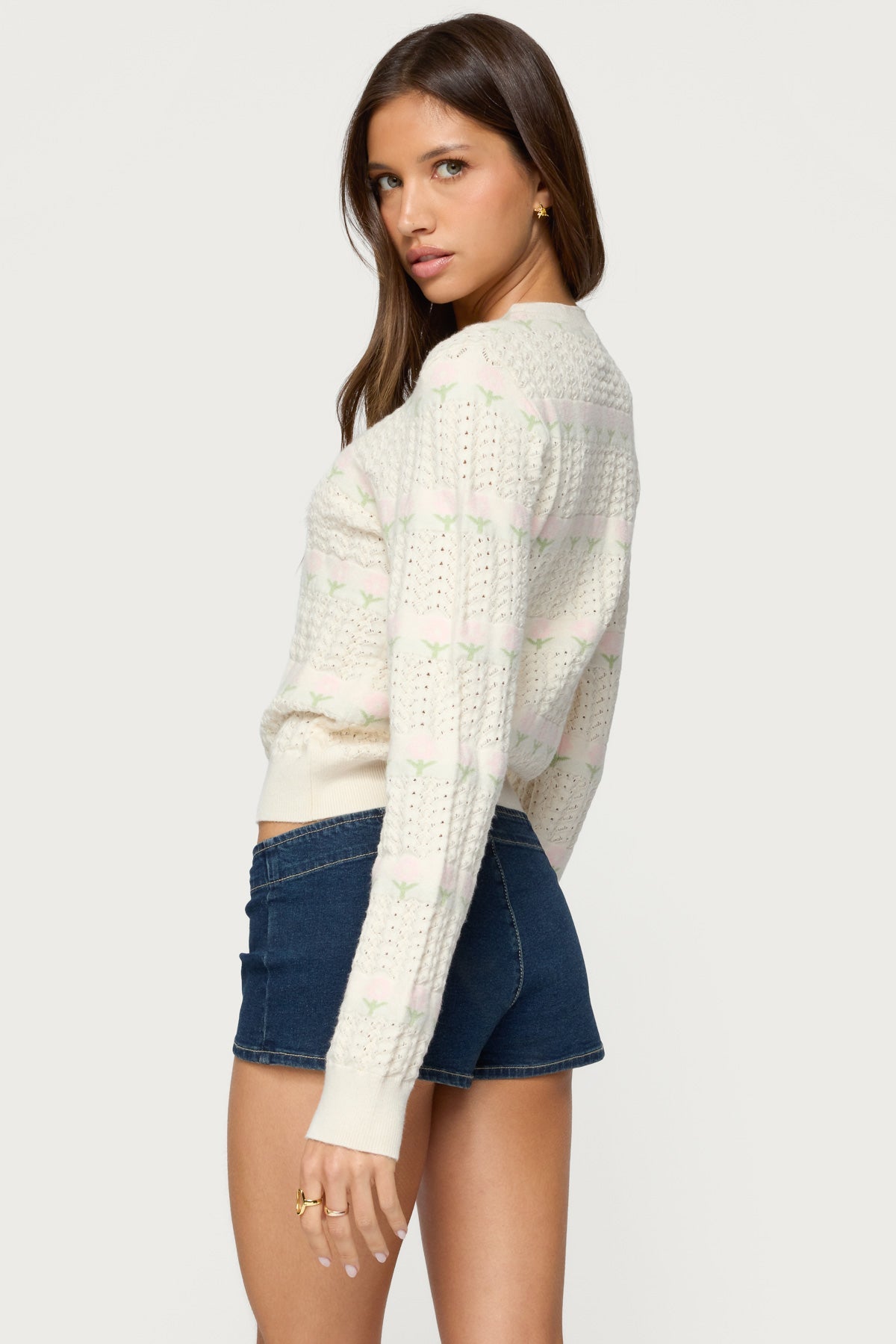 Emerie Flower Textured Knit Sweater