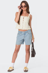 Hera Button Front Ruffled Top
