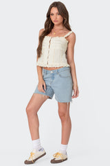 Hera Button Front Ruffled Top