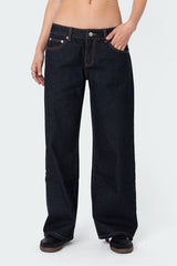 Petite Raelynn Washed Low Rise Baggy Jeans
