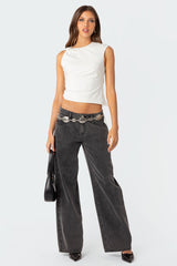 Raelynn Washed Low Rise Baggy Jeans
