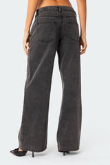 Raelynn Washed Low Rise Baggy Jeans