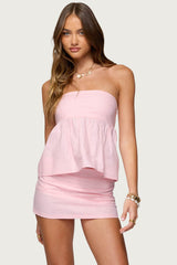 Avalai Linen Look Strapless Babydoll Top