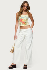 Buckle Low Rise Straight Leg Trousers