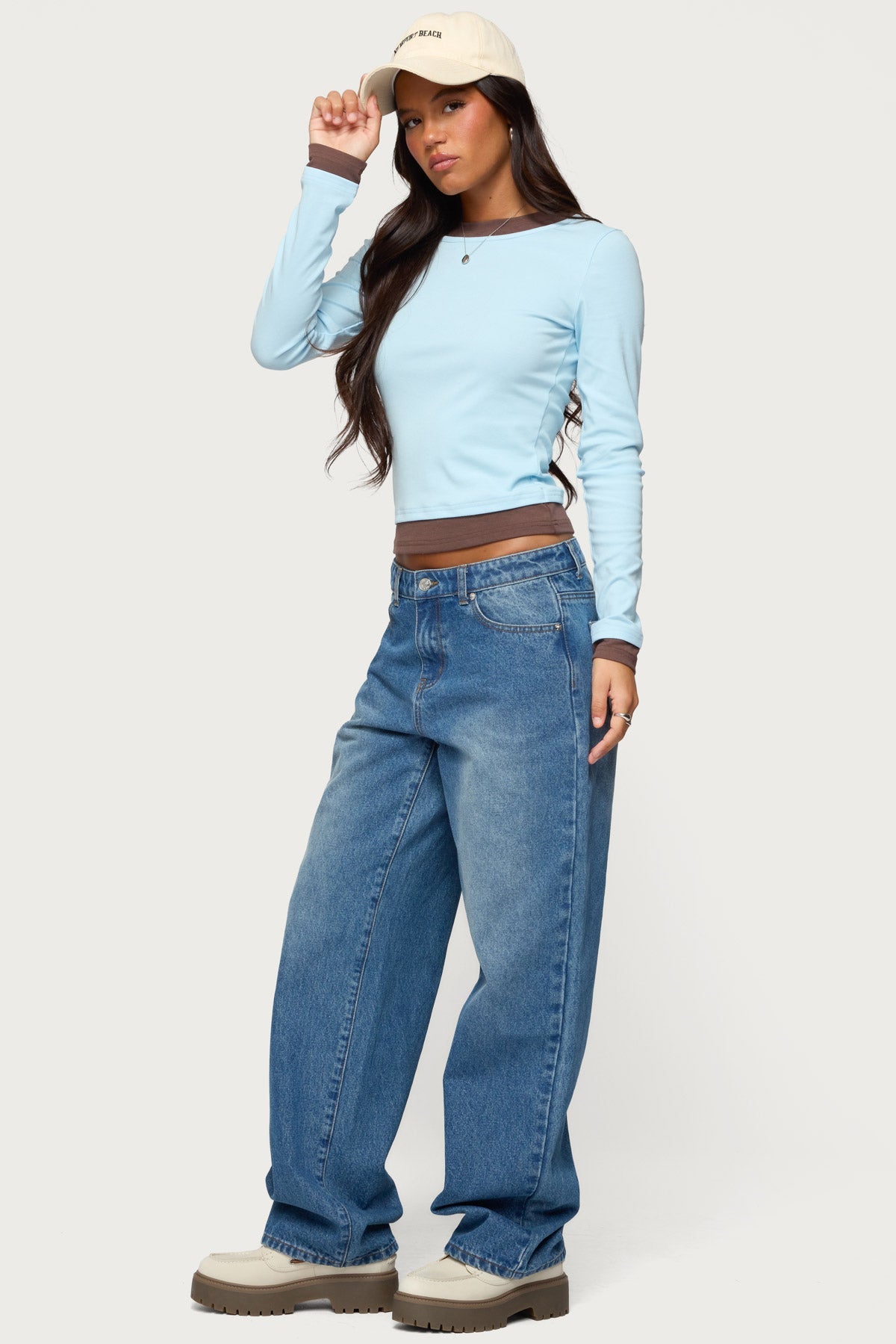 Contrast Layered Look Long Sleeve T Shirt