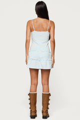 Tiered Ruffle Striped Mini Dress
