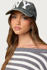 Ny Distressed Baseball Cap
