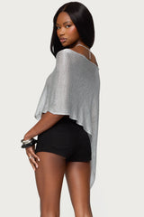 Azalia Asymmetric Knit Poncho