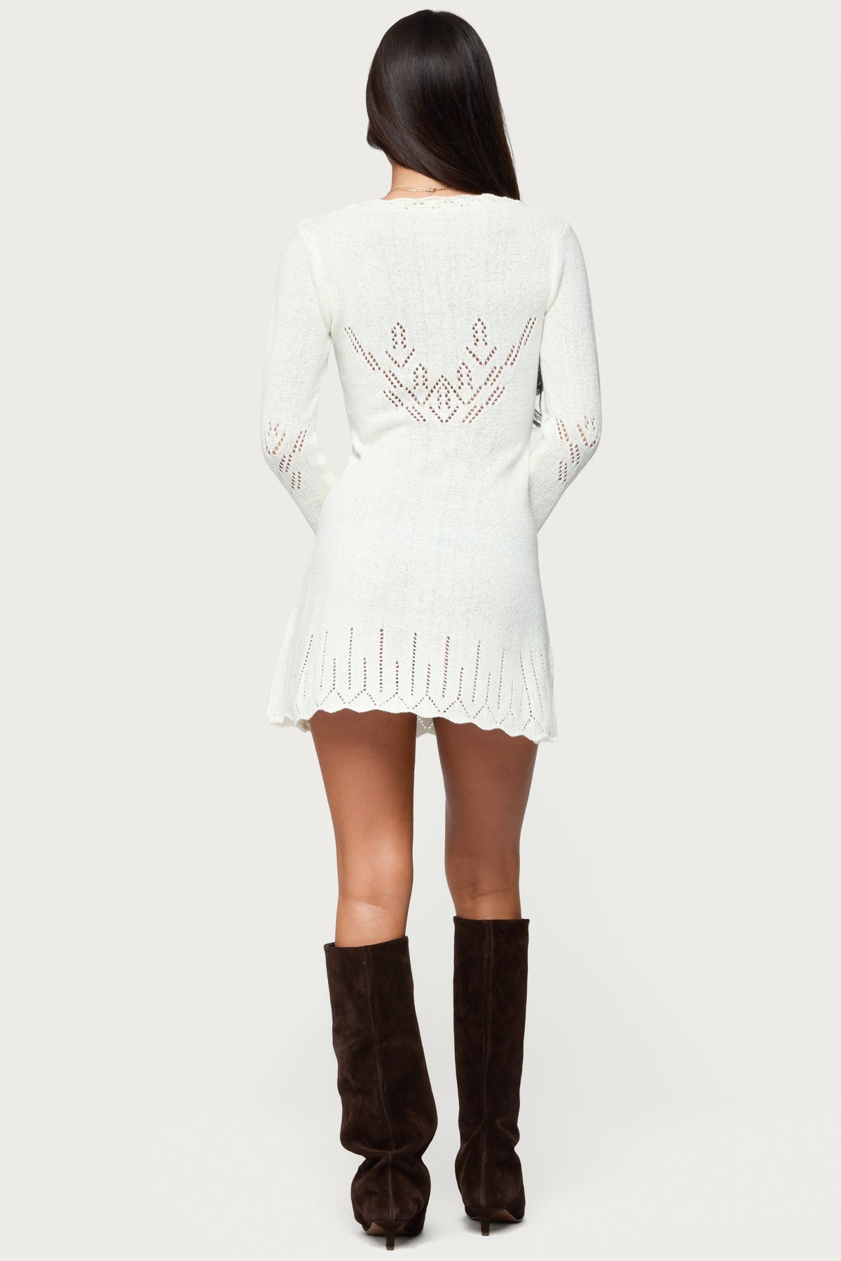 Shaia Pointelle Knit Mini Dress