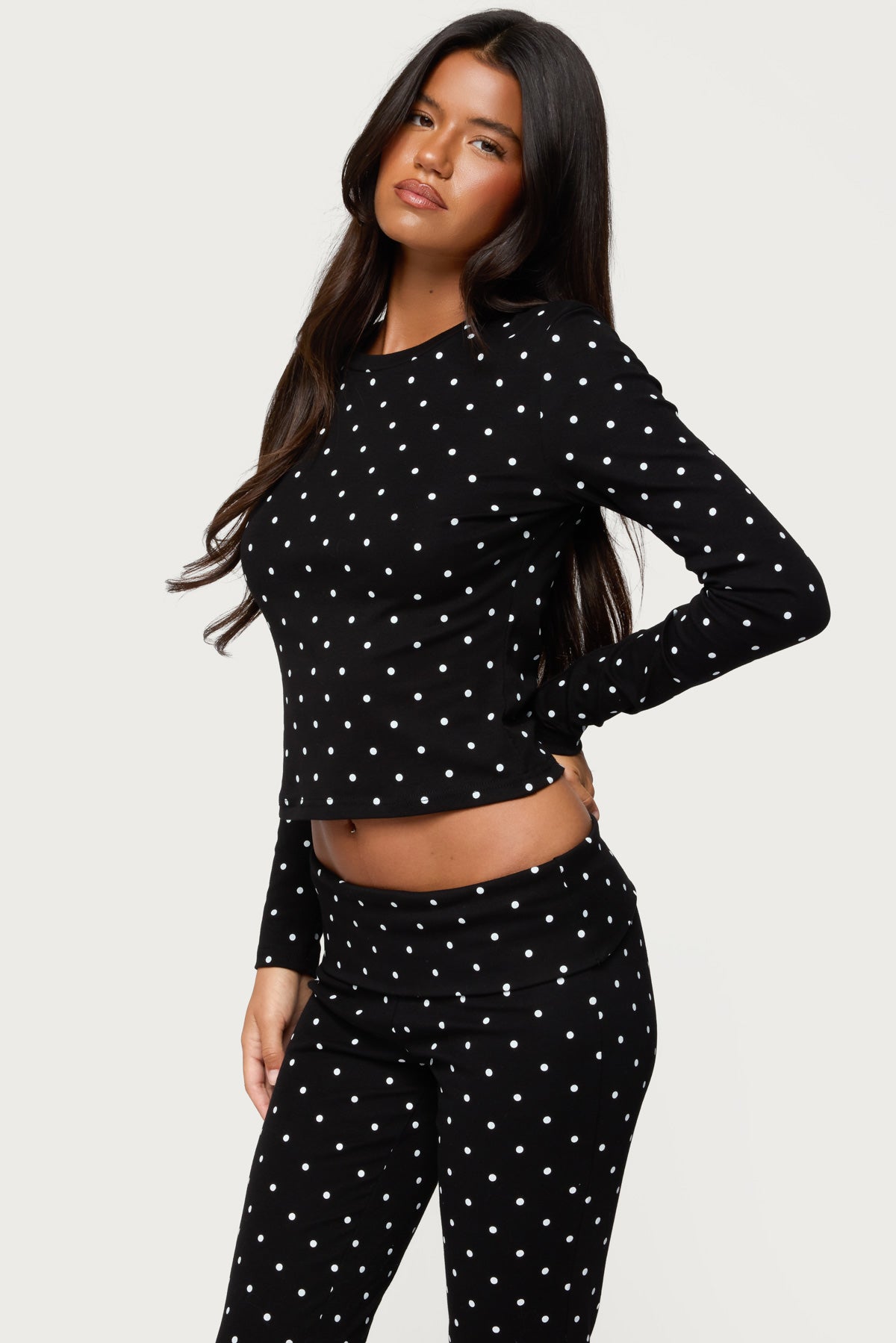 Daliya Polka Dot Long Sleeve Top