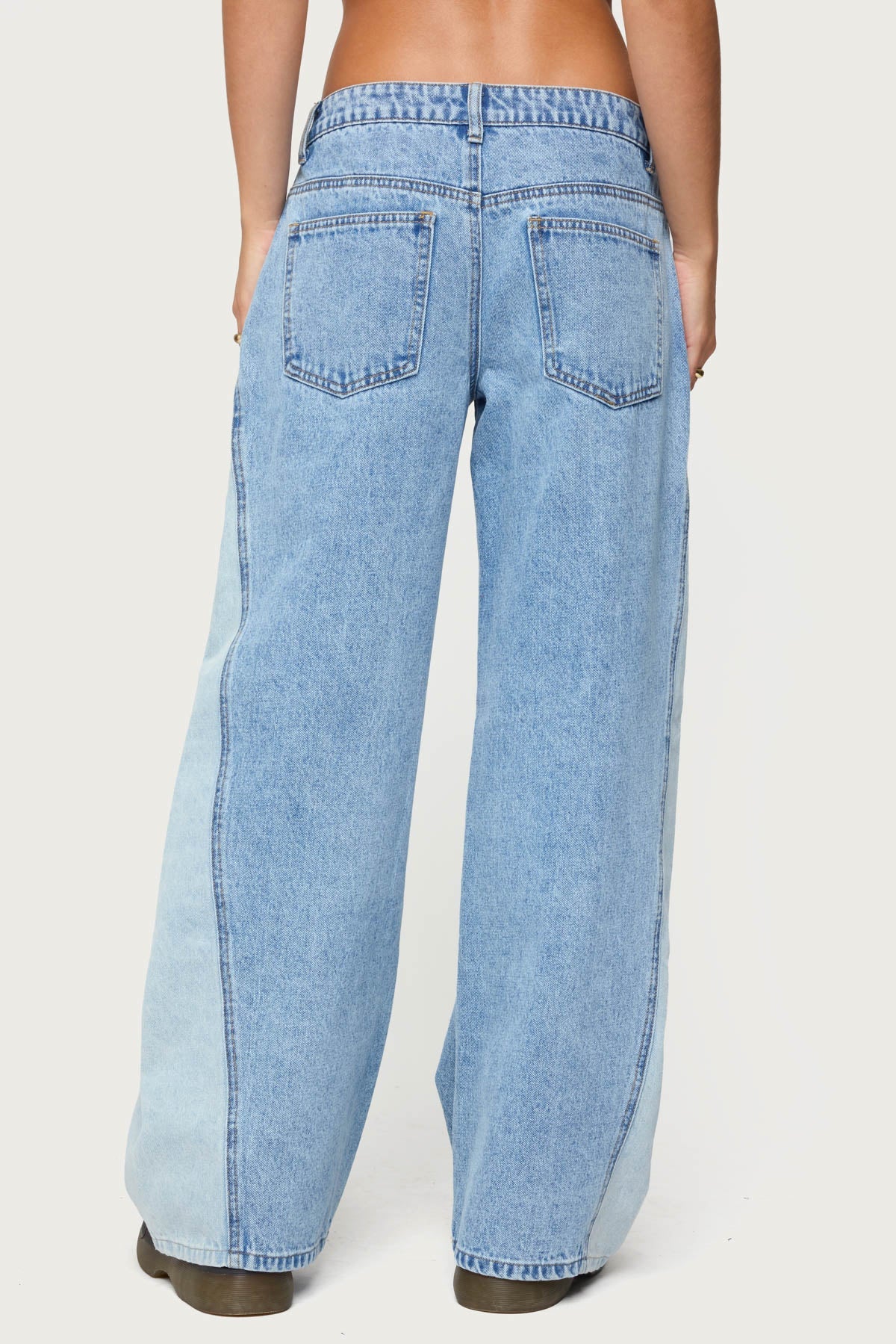 Genna Contrast Panel Low Rise Baggy Jeans