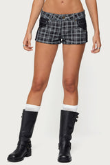 Carie Plaid Low Rise Denim Shorts