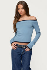 Kezzie Contrast Off Shoulder Knit Top