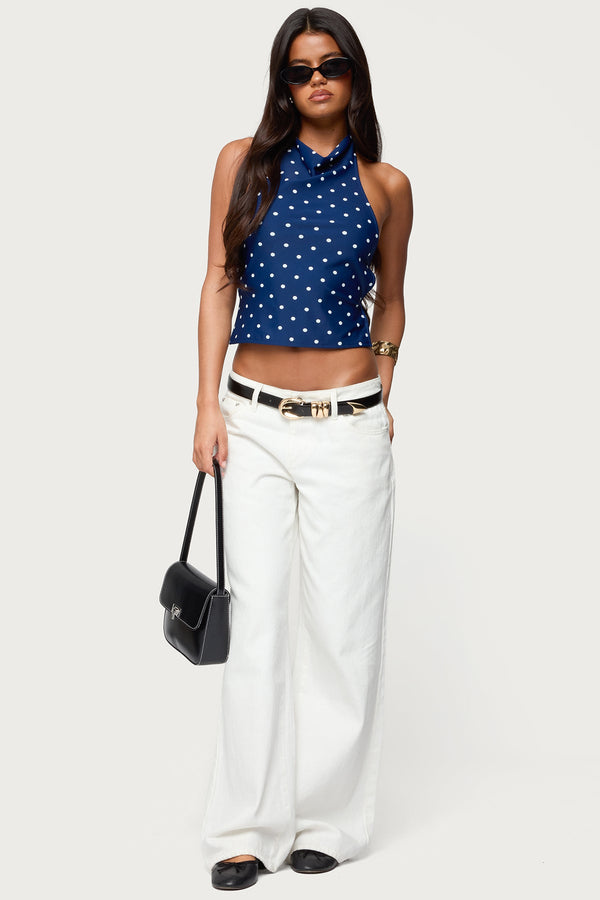 Raiya Polka Dot Backless Halter Top