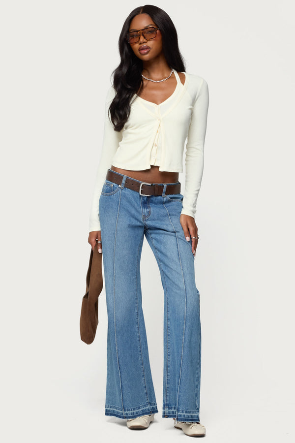 Cardigan & Halter Two Piece Knit Top