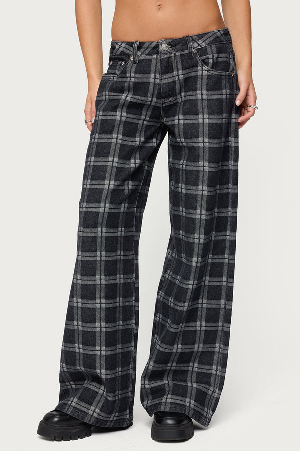 Kailani Plaid Low Rise Baggy Jeans