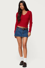 Ashlee V Neck Cable Knit Top