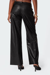 Faux Leather Straight Leg Trousers