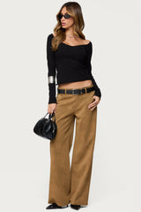 Stacey Low Rise Faux Suede Trousers