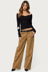 Stacey Low Rise Faux Suede Trousers
