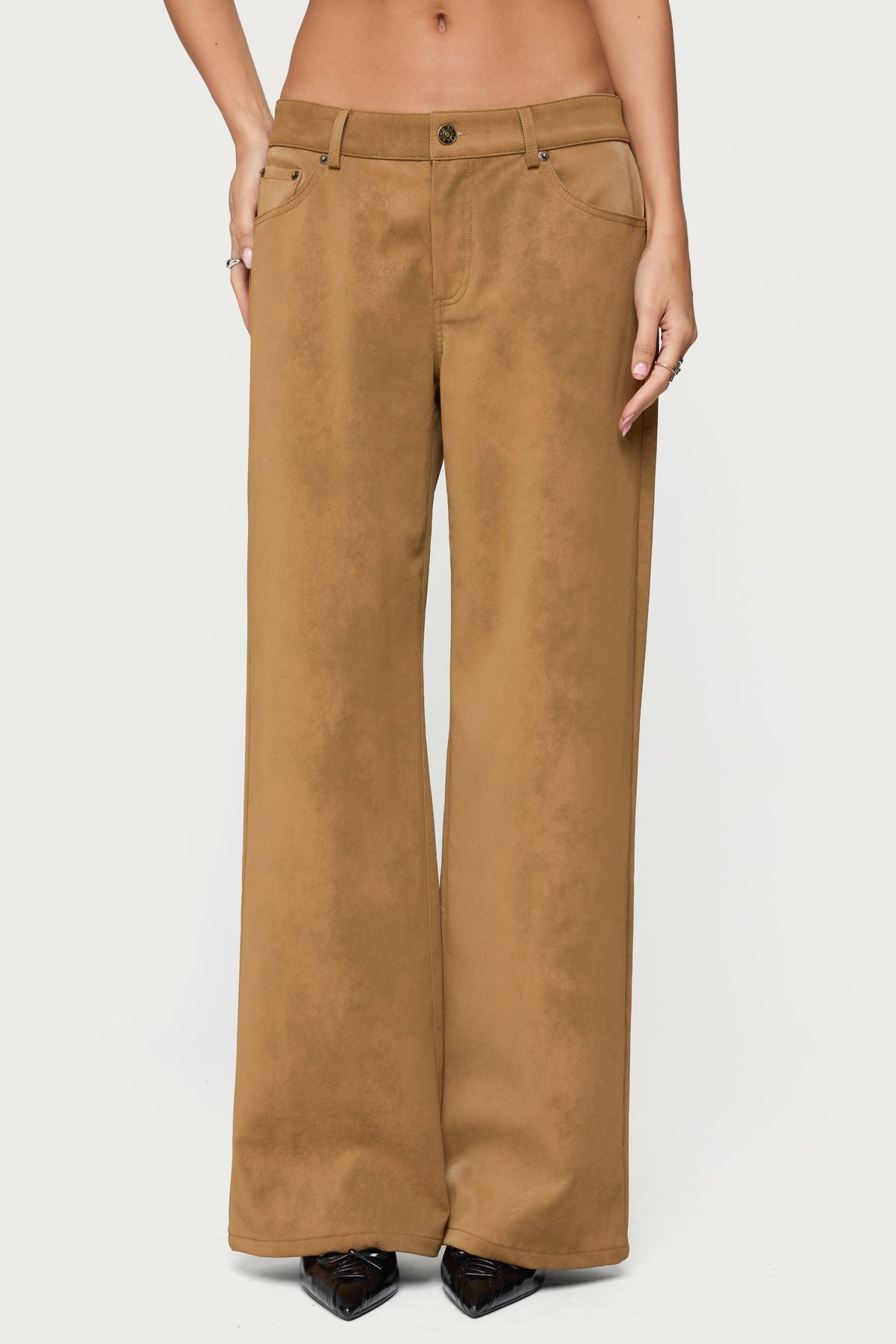Stacey Low Rise Faux Suede Trousers