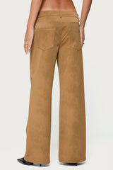Stacey Low Rise Faux Suede Trousers