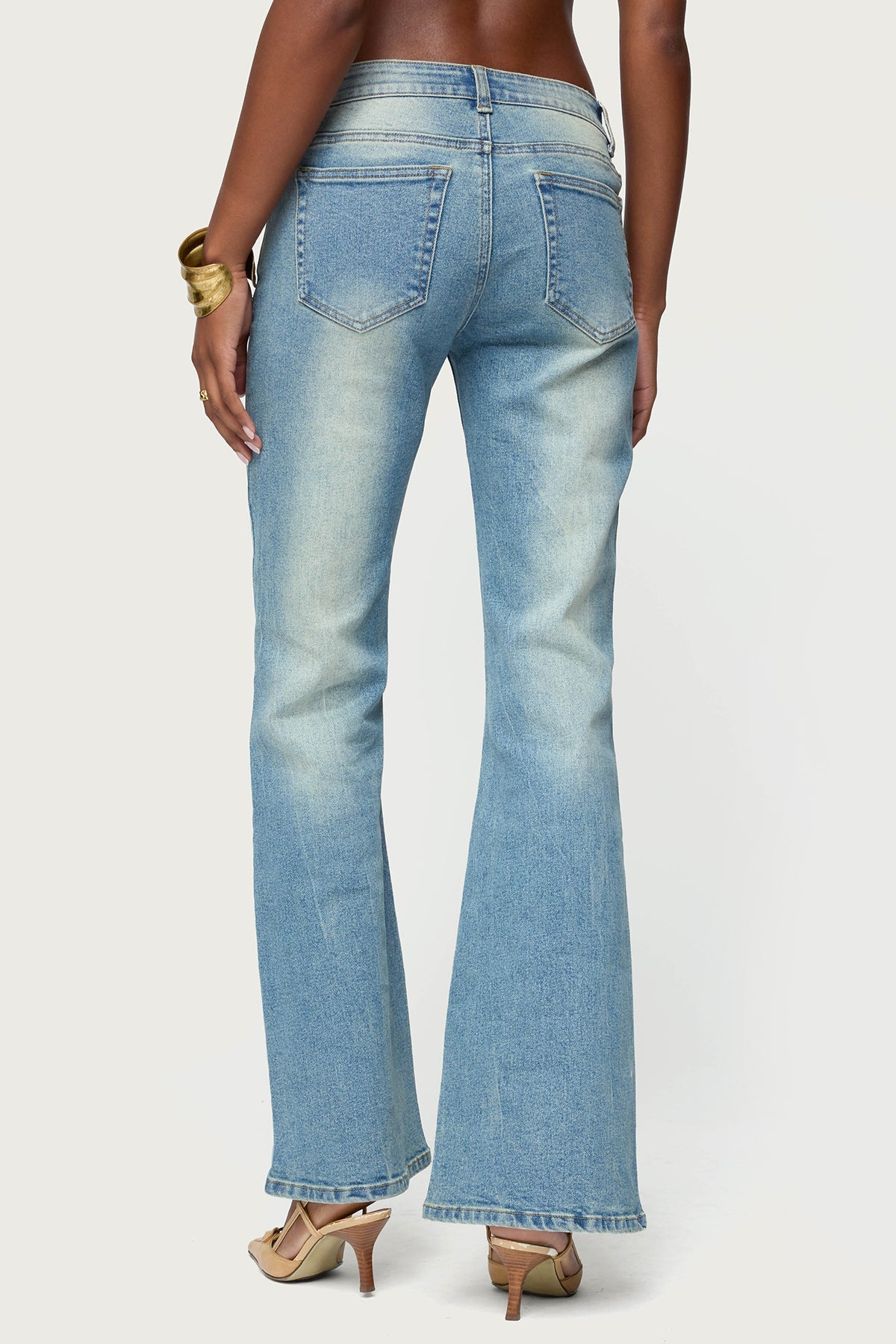 Jenni Washed Low Rise Flared Jeans