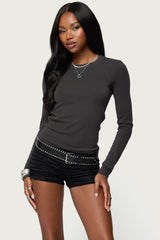 Daphne Ribbed Long Sleeve T Shirt