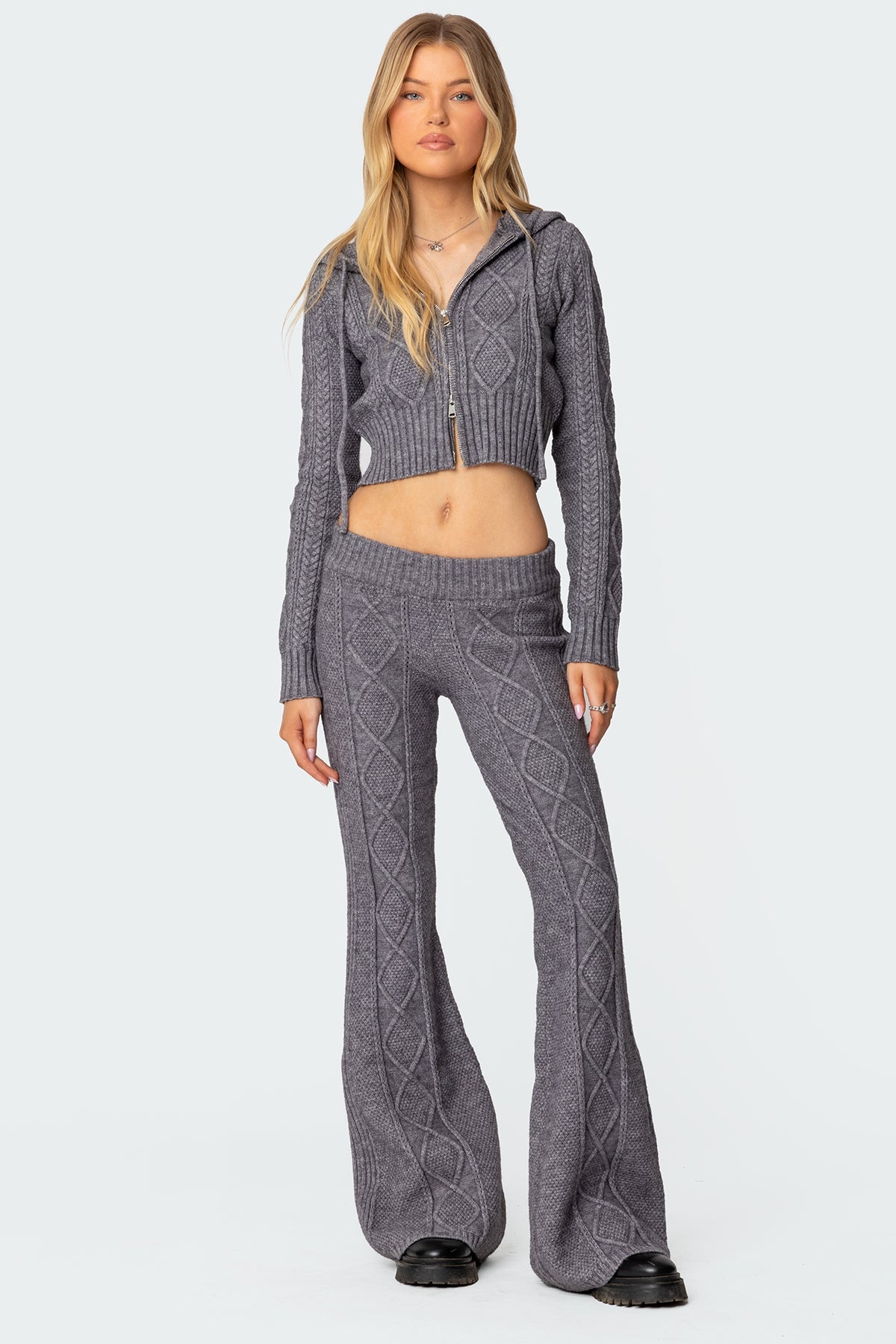 Ray Cable Knit Flared Trousers