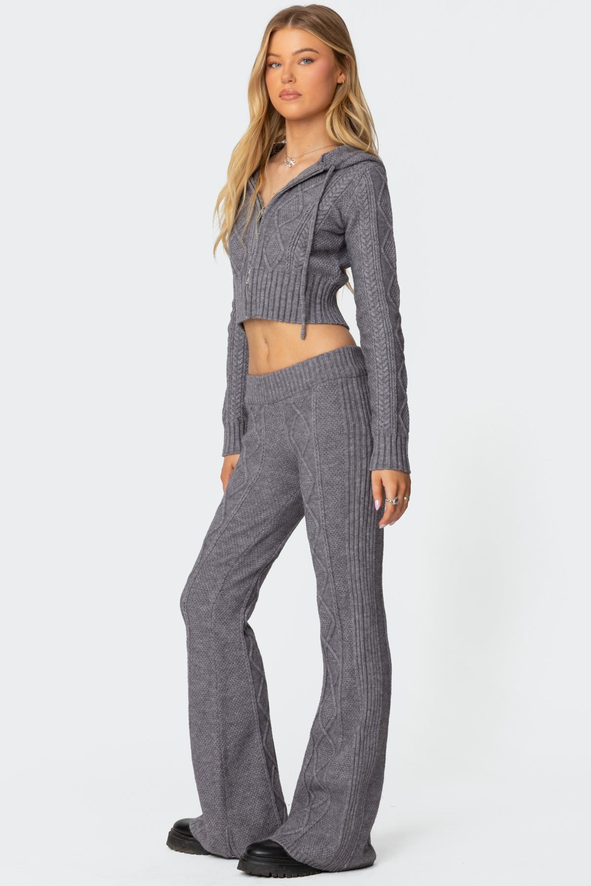 Ray Cable Knit Flared Trousers