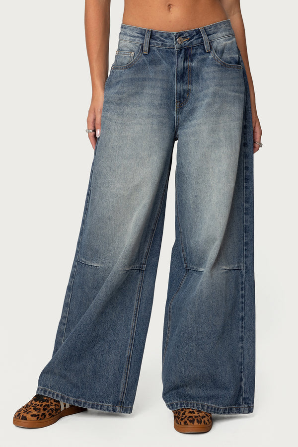 Skater Girl Washed Low Rise Baggy Jeans