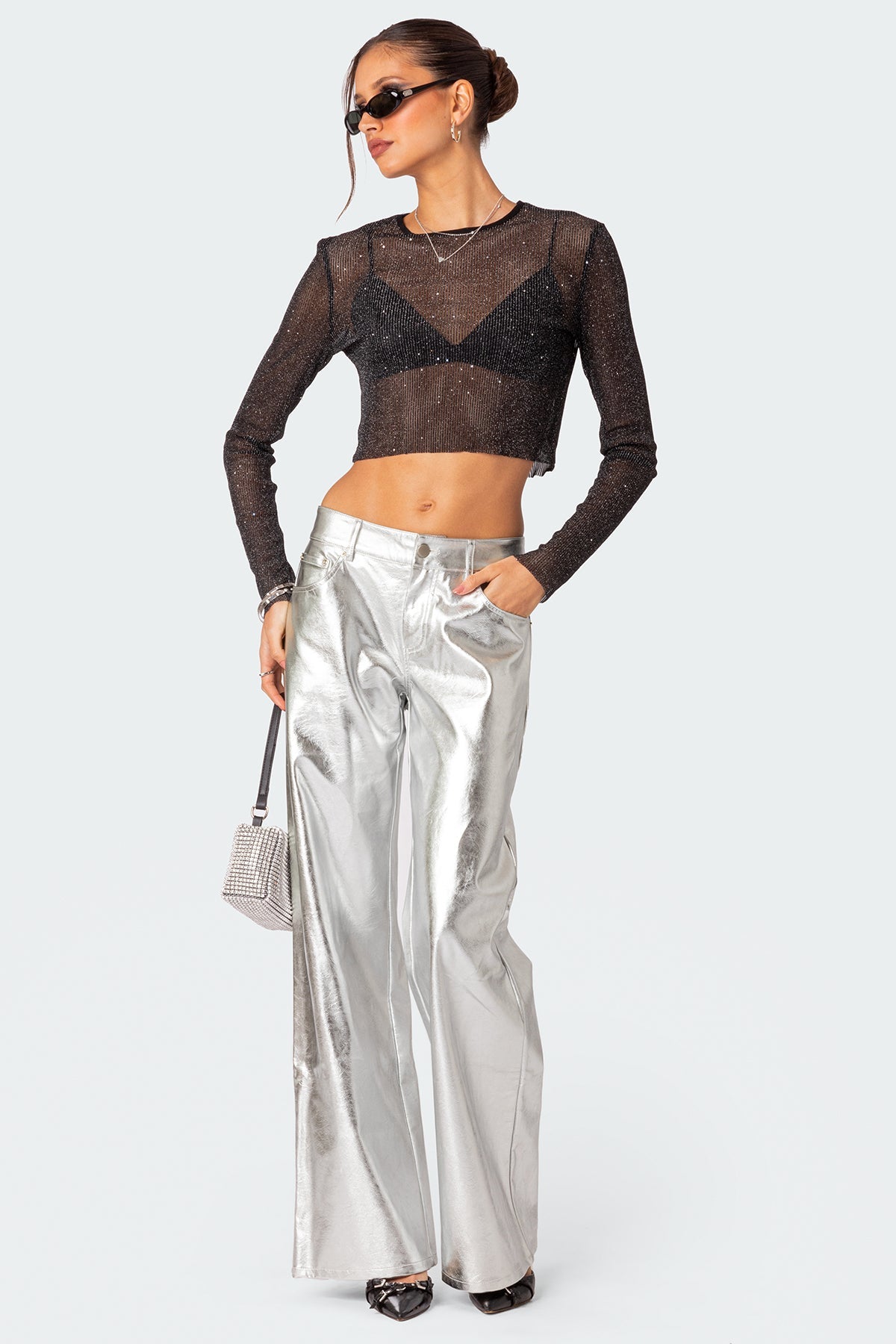 Kim Metallic Faux Leather Trousers