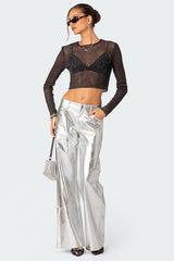 Kim Metallic Faux Leather Trousers