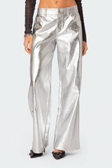 Kim Metallic Faux Leather Trousers
