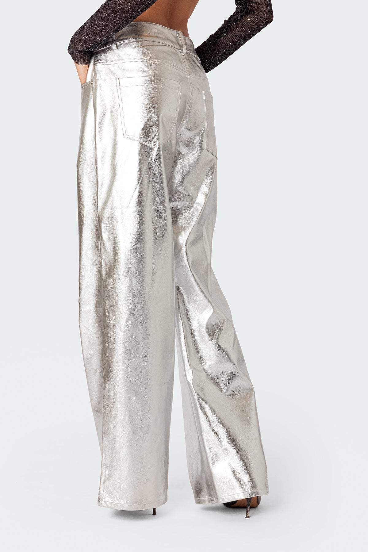 Kim Metallic Faux Leather Trousers