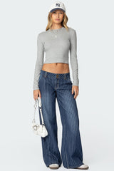 Cory Striped Low Rise Baggy Jeans